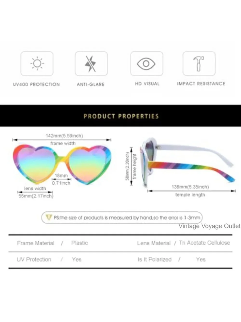 Polarized Heart Sunglasses for Women UV400 Protection Glasses